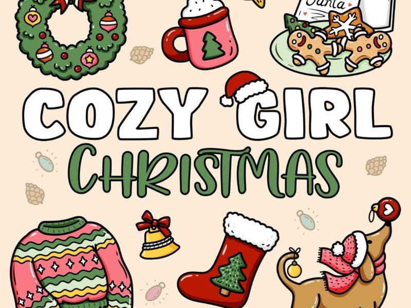 Cozy Girl Christmas Coloring Book: Bold and Easy Designs for Adults & Teens