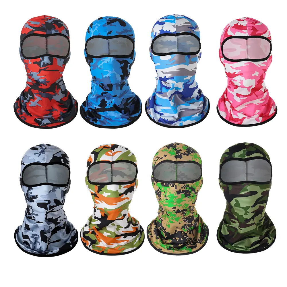 8Pcs Polyester Synthetic UV-Protection Balaclava Headwear, Full-Face Cover Cycling Gear for Adult Outdoor Use