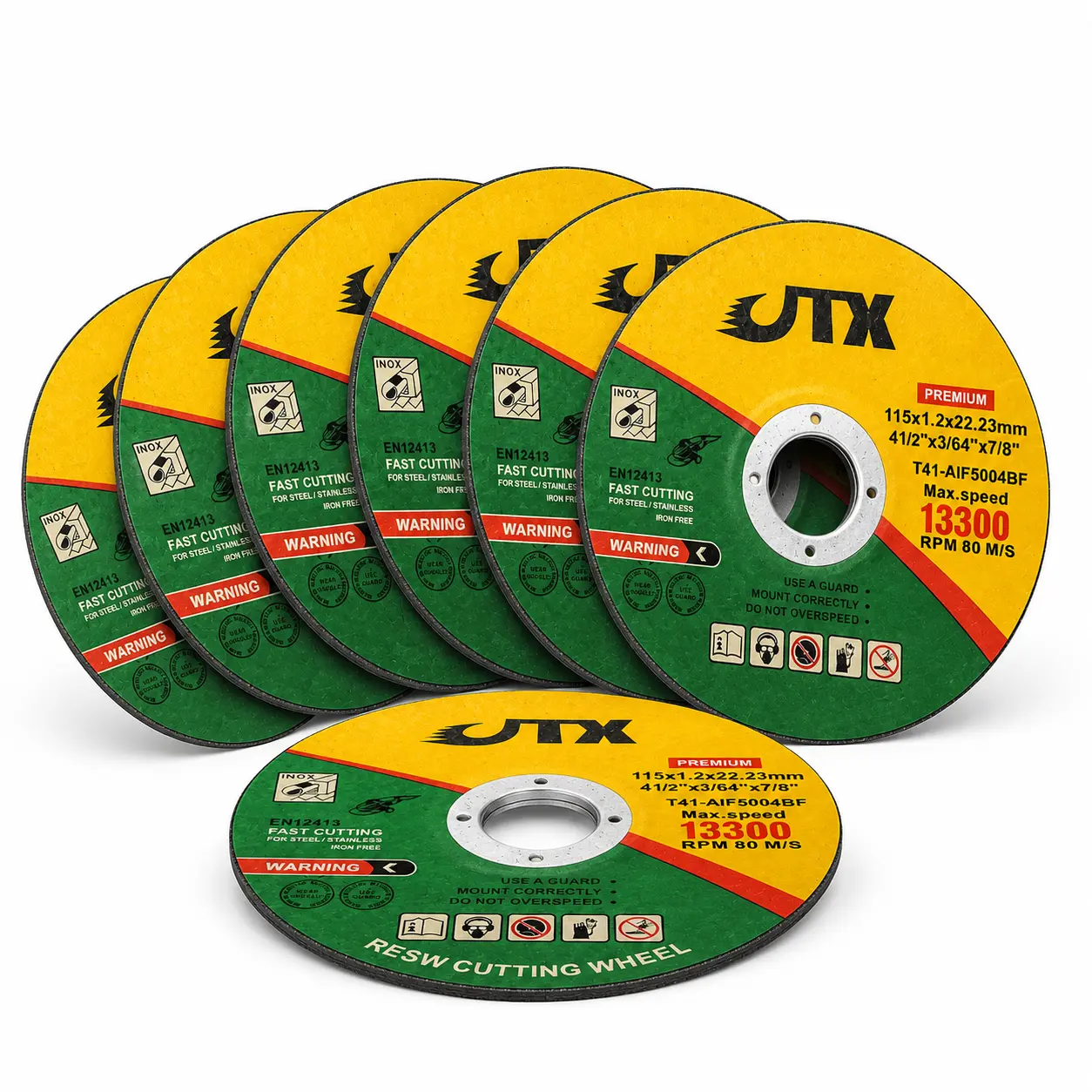 10 Pack 4-1/2 Inch Cut Off Wheels for Angle Grinder 3/64 Inch Thin Metal Cutting Discs with 7/8 Inch Arbor for Stainless Steel Rebar Pipe and Sheet Metal 13300 RPM