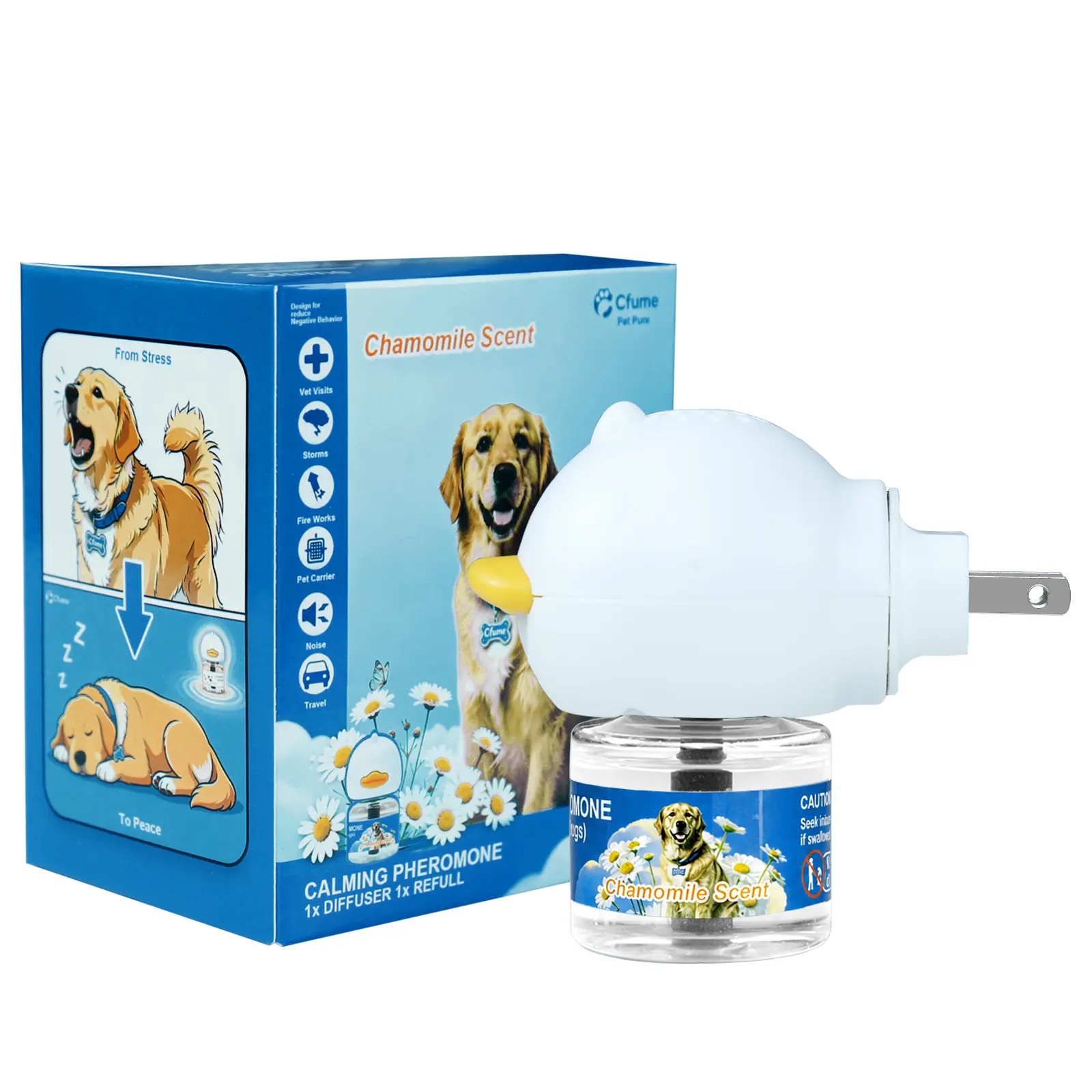 60-Day Cat Calming Diffuser with Scent-Aroma-Fragrance - Stress Relief, Reduces Anxiety, Curbs Destructive Chewing, Pee Accidents, Aggression - Includes 60-Day Refill - Packaging MayVary