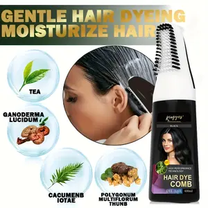 Hair Dye, 13.53oz/13.54us Fl Oz Convenient Hair Dye Comb, Natural Herbal 3-in-1 Comb Hair Dye, Gentle Natural Formula, Contains Ginger Extract 100% Hair Dye Coverage, Permanent Hair Dye