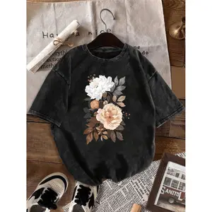 Plus Size Women's Oversized Vintage Washed T Shirt with Retro Texture Ideal for Travel Vacation and Casual Wear