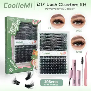 CoolleMi Bloom 196PCS DIY Lash Clusters Kit | Wispy Natural Eyelashes Extensions | Makeup Eyelash Extension | Waterproof Bond & Seal with Remover & Tweezers &  Brush   Cosmetic