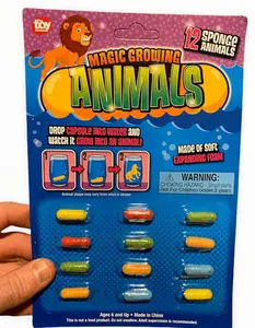 12pk MAGIC GROWING ANIMAL CAPSULES - Just Add Water - Expanding Sponge Craft Game Foam Toys