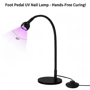 Nail Art Foot Pedal UV Lamp - Bendable Hose, 60° High Brightness, Fast Drying, Hands-Free Operation, USB Powered, Stable Base, Professional Results
