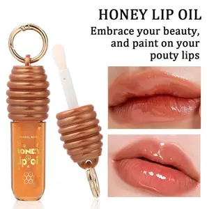 Honey Lip Oil - Professional Makeup Product with Keychain for Easy Carrying & Quick-Drying Formula for Long-Lasting Color - Moisturizing & Hydrating Jelly Texture for Smooth Lips