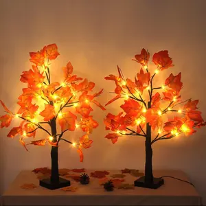 Fall Tree with Thanksgiving, 2 Pack Artificial Tree for Fall Halloween Thanksgiving, Indoor Outdoor Harvest Home Decor