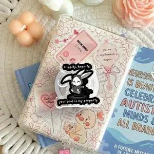 Gothic Rabbit Magnetic Phone Grip, Easter Gift For Her, Cute Griptok, Kawaii Magsafe Kindle Grip, Book Lover sticky mount Pastel Egg Foldable Wireless Flower-Shaped Multi-Functional Stand accessories holder