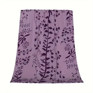 Twilight Fan Art Flannel Throw - Purple with Black Florals, Perfect for Sofa/Camping/Outdoor, All-Season Gift for Fans