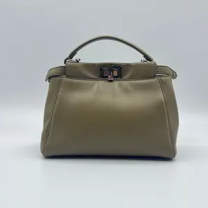 Pre-owned FENDI Leather Crossbody Bags Nappa Mini Peekaboo Iconic Satchel Tortora