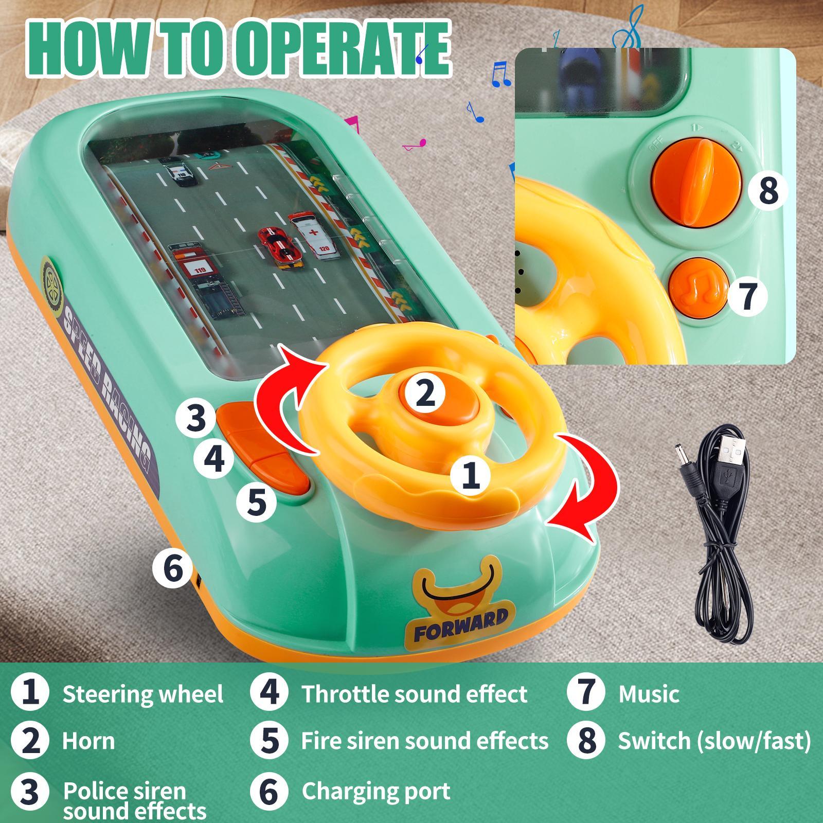 Kids Steering Wheel Driving Toy | Musical Simulation Racing Car Toy Interactive Educational Sensory Toy for Toddlers