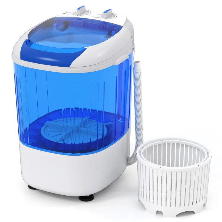 COSTWAY Portable Mini Washing Machine, 5.5 lbs Capacity Small Compact Laundry Washer with Spin Tub & Drain-Back to School Hose, Semi-automatic Washer Machine for Apartment Dorms RV Home