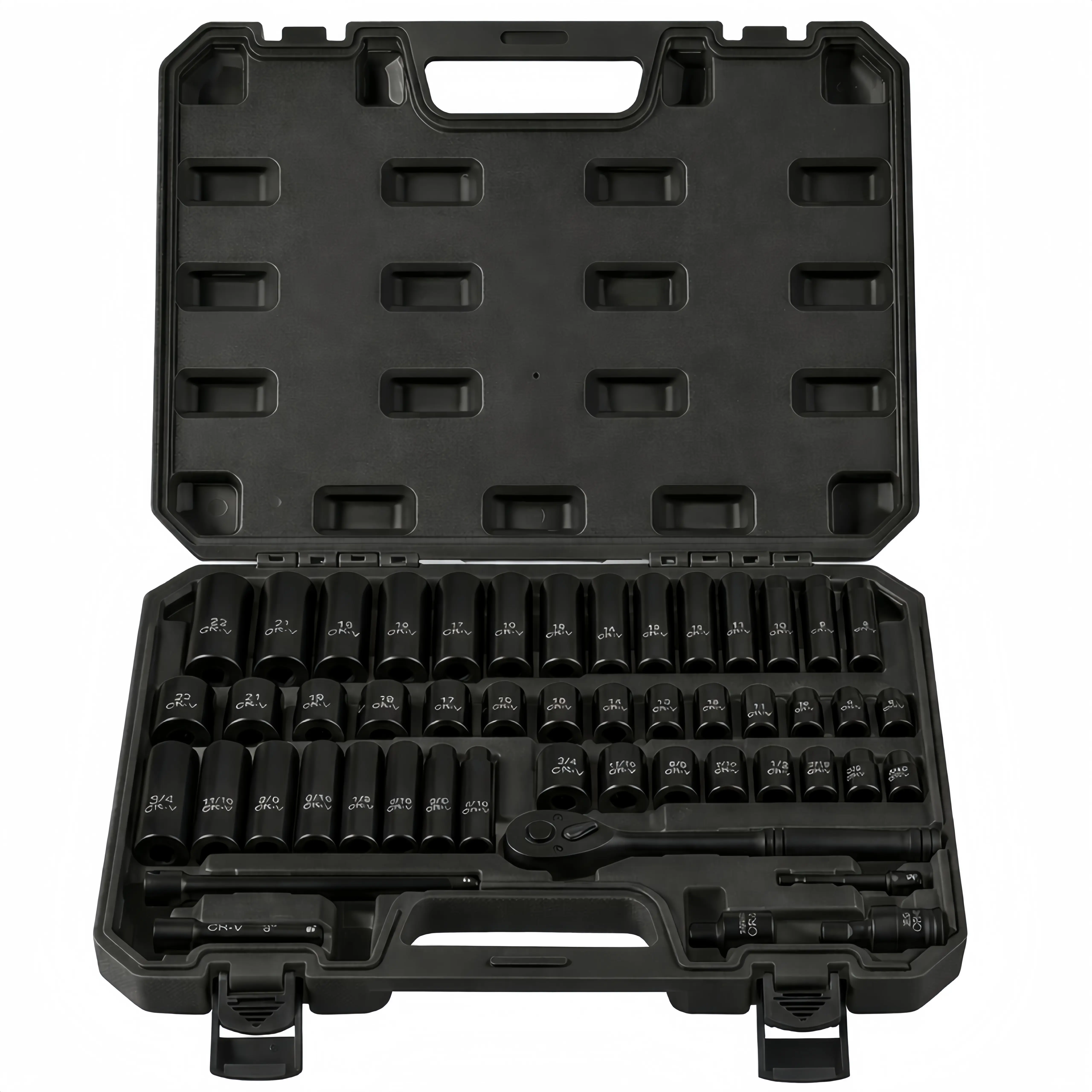 【FathersDayGift】50pcs Set Standard SAE (5/16 To 3/4Inch)and Metric(8-22mm) Size Cr-V 3/8-Inch DriveRatchet Handle Drive Extension Bar with Heavy Duty Hardware