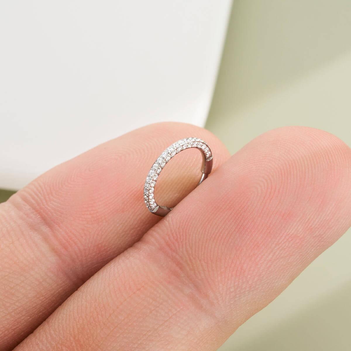 Oufer 20G Triple Sided AAAAA+ Grade CZ Gems Hinged Segment Nose Hoop Ring 316L Stainless Steel 6mm-9mm Inner Diameter No Tarnish High-End Piercing Jewelry