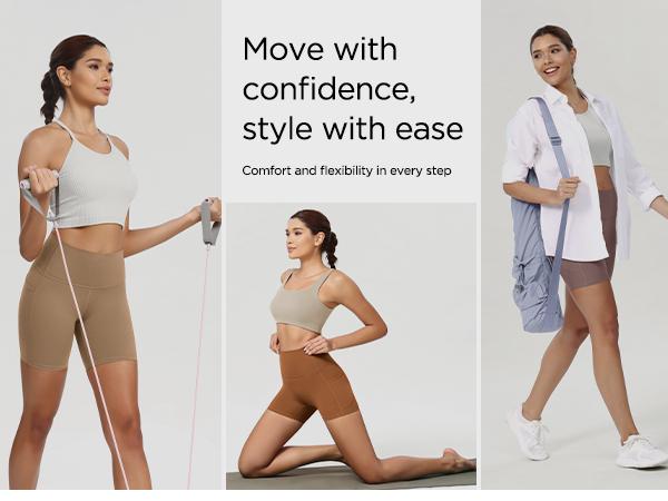 ODODOS ODCLOUD Women's High Waist Lounge Yoga Shorts with Pockets, Buttery Soft Biker Shorts