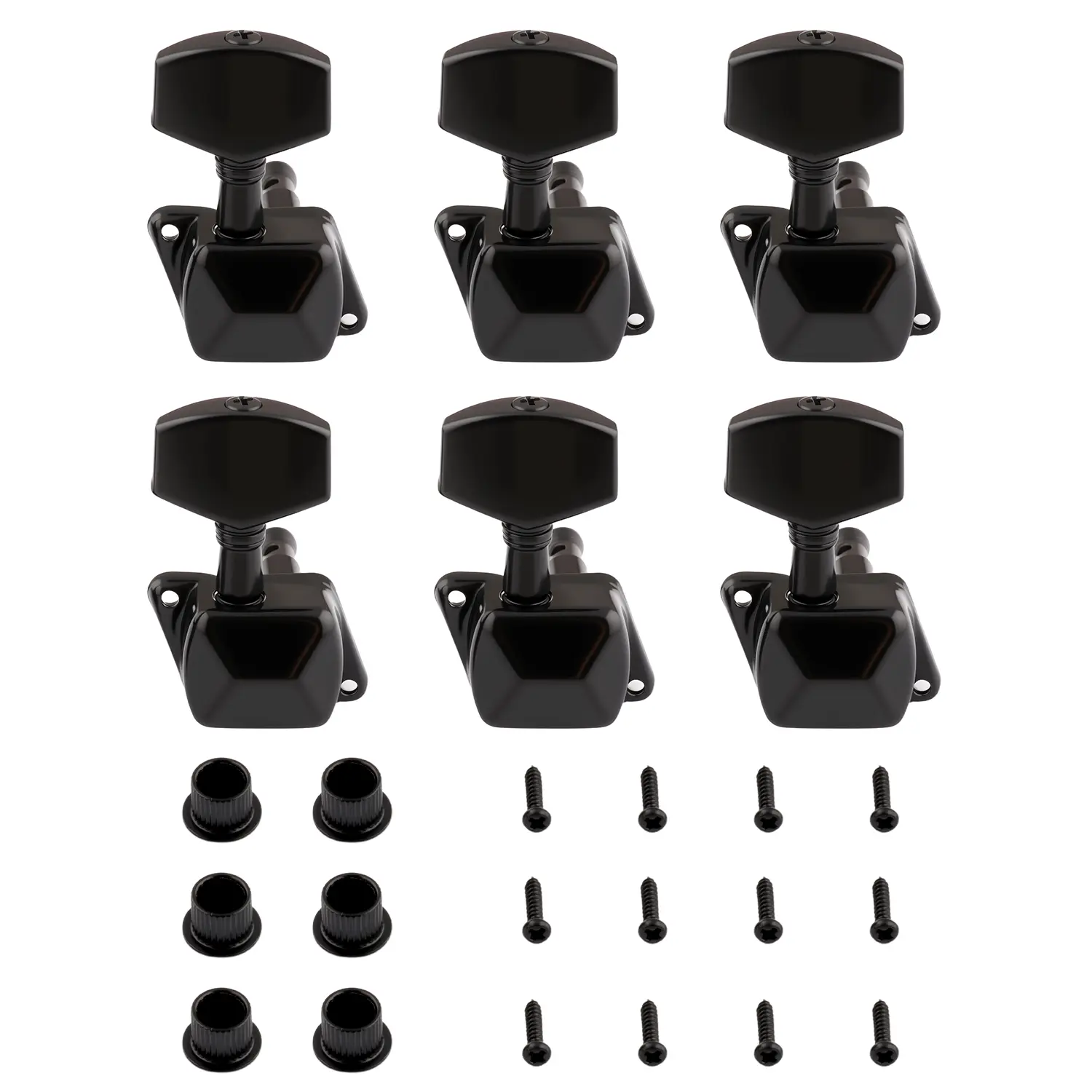 OLETONE Acoustic Guitar Semiclosed Tuning Pegs - 6R Black Accurate Tuning Machine Heads for Musical Instruments