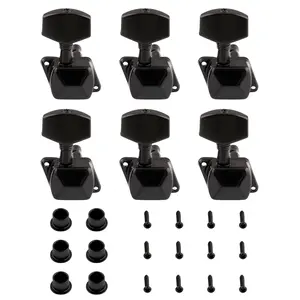 OLETONE Acoustic Semiclosed Guitar String  Tuning Pegs Tuning Keys Machine Heads Tuners Black 6R