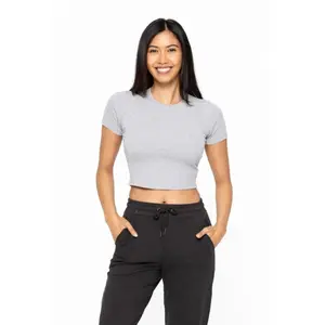 MONO B Essential Micro-ribbed Cropped Athleisure Tee