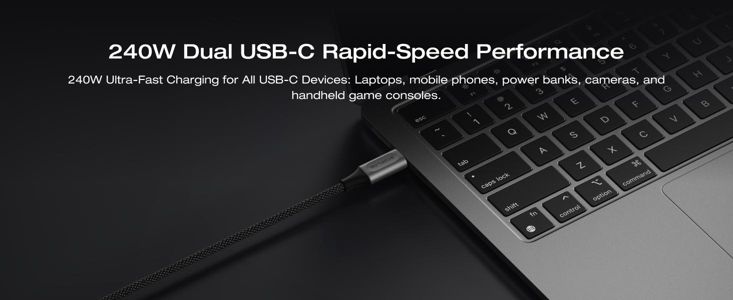 EF ECOFLOW Rapid Pro USB-C to USB-C Cable (240W, Nylon), 240W Dual USB-C Charging, 1.8 m Type C Charger EF ECOFLOW Rapid Pro USB-C to USB-C Cable (240W, Nylon), 240W Dual USB-C Charging, 1.8 m Type C Charger