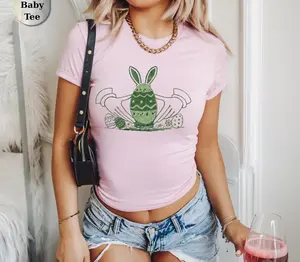Coquette Easter Baby Tee, Easter Bunny Baby Tee, y2k crop top, y2k baby tee, Easter Egg with Rabbit Ears, Easter Egg Claddagh, easter y2k – FASTSHIPPING