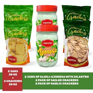 Paquete combinado de aperitivos cubanos Pintón, galletas de ajo, galletas cubanas, alioli de cilantro, porciones de 1.06 oz