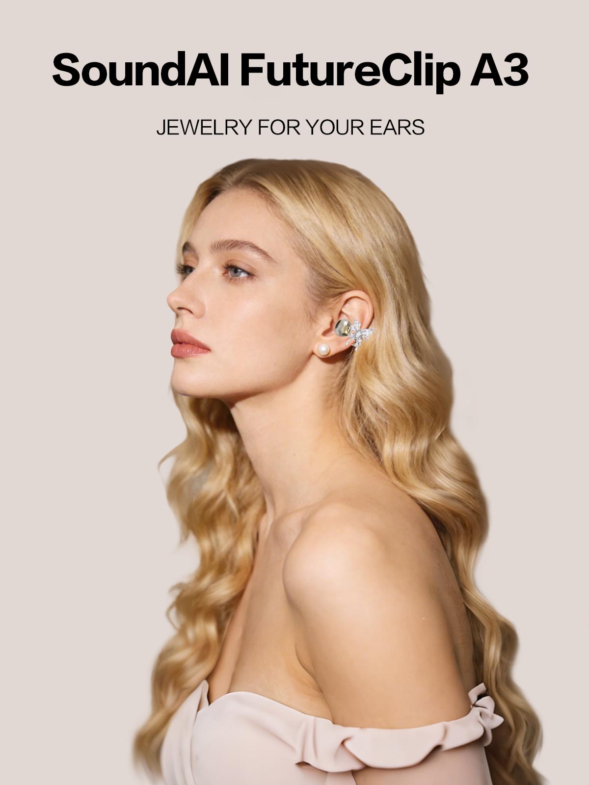 SoundAI FairyClip A3 Fashion Jewelry Design Wireless Earbuds - HIFI Sound Quality, Bluetooth 4.0, 30H Playtime, Leak-Proof Privacy Protection, Perfect Christmas Birthday Gift for Him/Her Festive Gifting