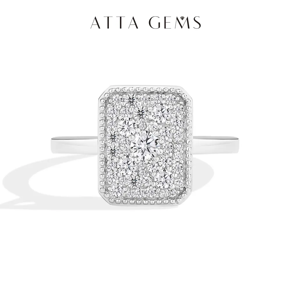 ATTAGEMS Luxury D Color Lab-Created Moissanite Ring, 18 Karat Gold Plated Sparkling Women's Engagement Ring, Daily Trendy Fine Jewelry Gift for Her R312, Engagement Rings summerwins tiktokshopbacktoschool