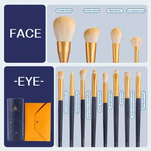 AMORTALS Star Glow 12Pcs Makeup Brush Set, Soft Slender Bristles All-in-One Brushes, Face Curve Fitting & Beginner-Friendly