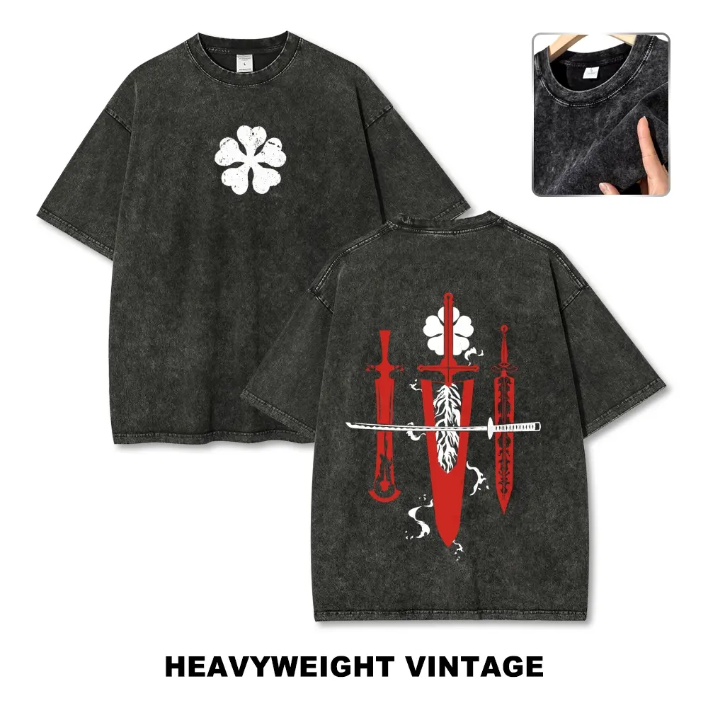 Black Clover Vintage Tee 90s Graphic Tees Men's t Shirts Graphic Tee t Shirts Funny Graphic Tee Good Graphic Tees Men's Graphic Tees Streetwear Outfits Men Vacation Outfits Oversized Tshirt Men