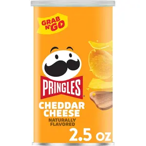 Pringles Potato Crisps Chips, Lunch Snacks, Office and Kids Snacks, Grab N' Go Pack, Cheddar Cheese, 2.5oz Can (1 Can)