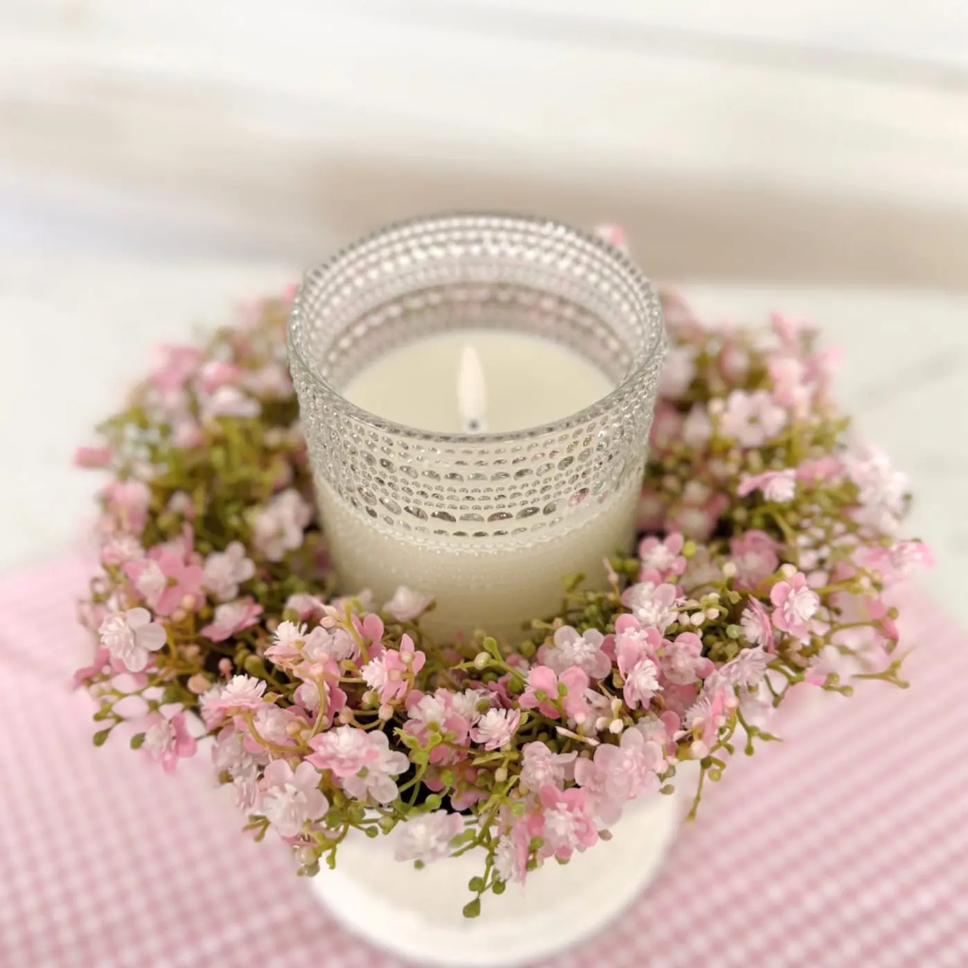 PINK STARDUST BLOOMS CANDLE RING