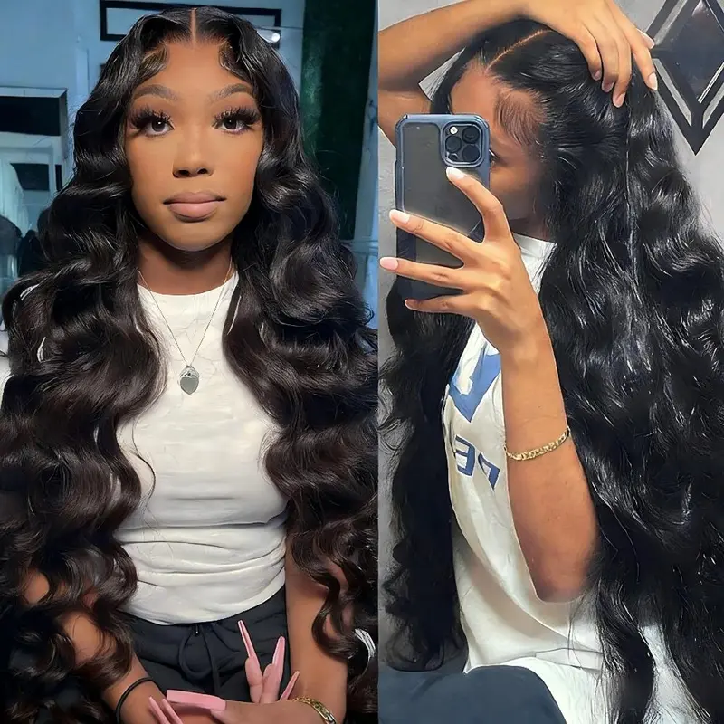 Bling Hair 13x6 Body Wave Lace Wigs 13x6 13x4 Hd Transparent Lace Frontal Human Hair Wigs 180 Density Pre Plucked Natural Hairline For Black Women
