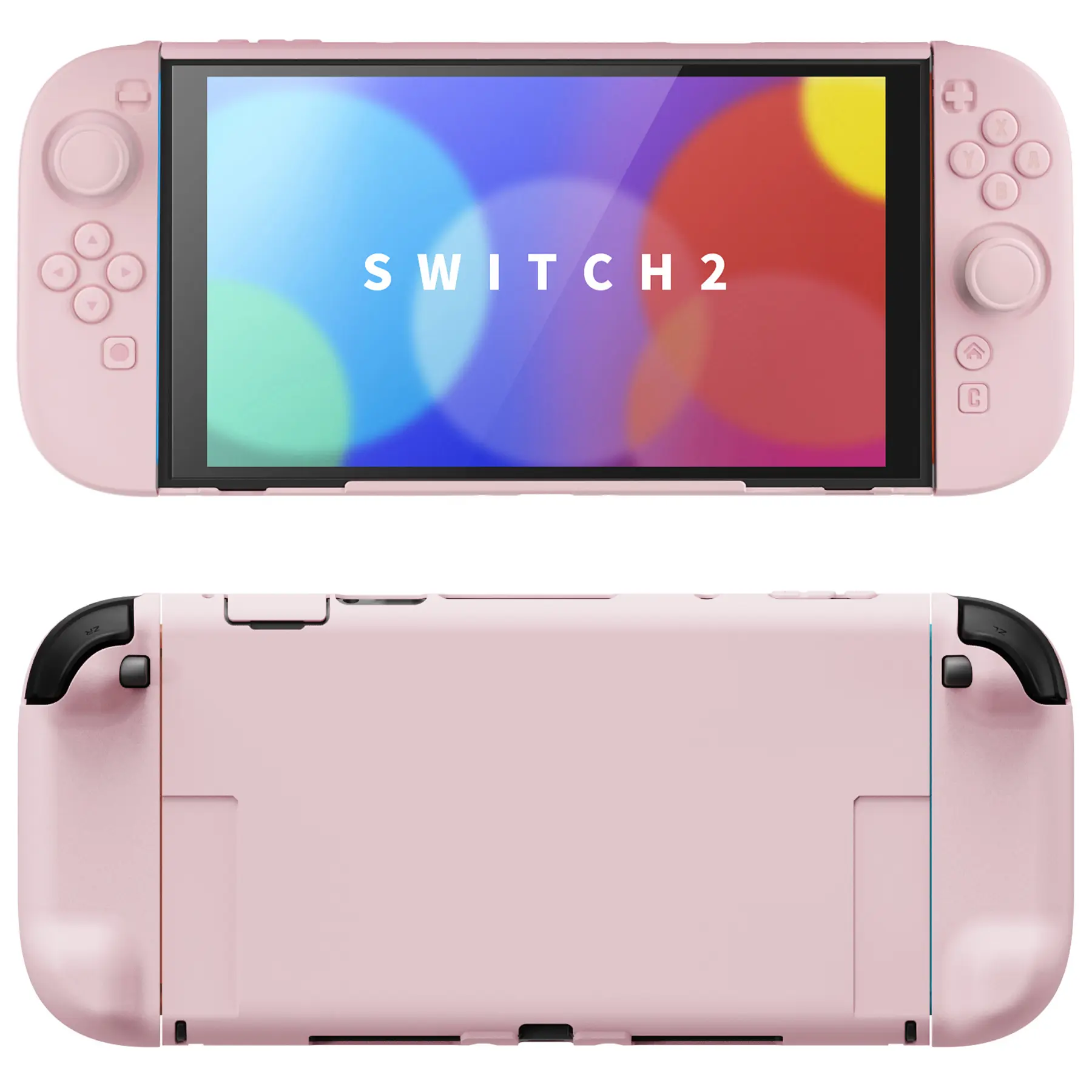 PlayVital Hard Case for Nintendo Switch 2 Handheld Console with Thumb Grip Caps, Detachable Joycons Compatibility, Split Design Dockable Full-Body Shell Accessories - Cherry Blossoms Pink, Precise Cutouts Keep Controls Easy, All-Around Protection