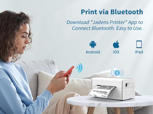 JADENS Bluetooth Label Printer Thermal Shipping Printer Wireless Printer for Small Business & Package, USPS, UPS, Compatible with Phone, iPad, PC JADENS Bluetooth Label Printer Thermal Shipping Printer Wireless Printer for Small Business & Package, USPS, UPS, Compatible with Phone, iPad, PC