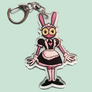 The Amazing Digital Circus TADC Maid Dress Jax Keychain, TADC Keyring Acrylic Charm, Cute Bag Accessories, Collectable Keychains For Backpack, Bag, Great For Party Favors & Little Gifts!