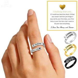 I Fcking Love You Ring For Women, Open Adjustable Tarnish-Free Hypoallergenic One Size Fits All Daily Reminder Gift for Significant Others, Vintage Promise Rings Inspirational Jewelry for Wife Girlfriend
