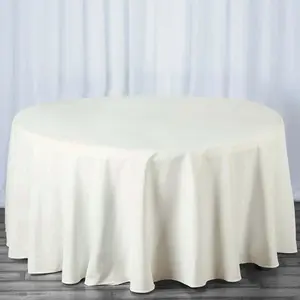 Premium Polyester Round Tablecloth 120" Ivory - Seamless 220GSM Table Cover
