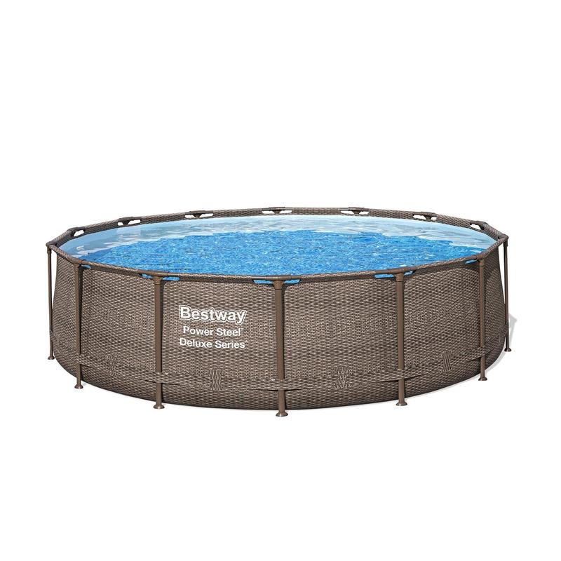 Bestway Power Steel 14' x 42" Above Ground Outdoor Swimming Pool Set with Pump