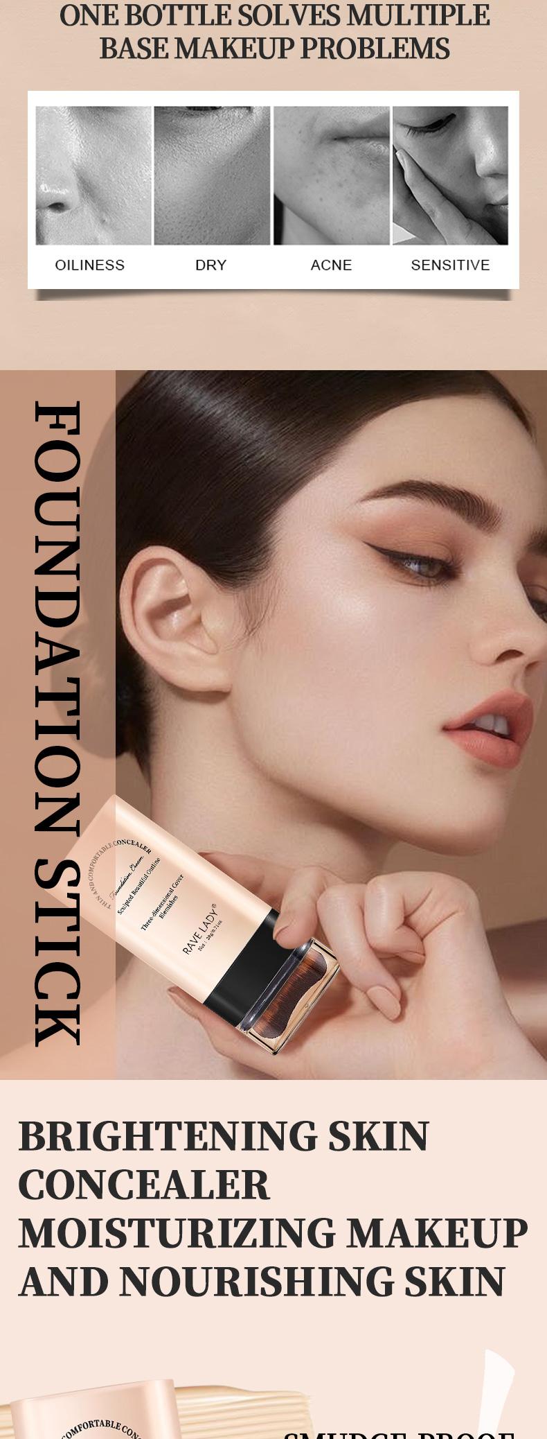 2-In-1 Concealer Foundation Stick, Covers Dark Circles, Waterproof Sweatproof Makeup, Flawless Daily Use, Long-Lasting Coverage, Concealer Foundation Hybrid 2-In-1 Concealer Foundation Stick, Covers Dark Circles, Waterproof Sweatproof Makeup, Flawless Daily Use, Long-Lasting Coverage, Concealer Foundation Hybrid