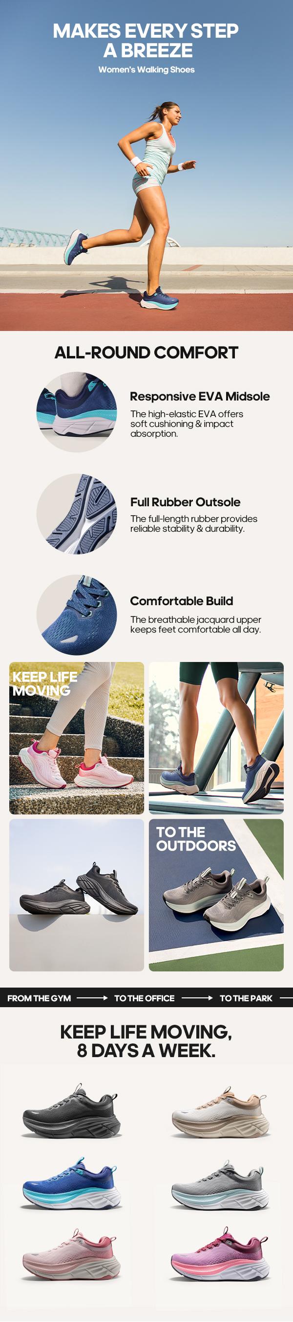 NORTIV 8 [ActiveBreeze]  Women's Walking Shoes Cushion Comfortable ActiveBreeze Running Tennis Shoes Non-Slip Workout Gym Sports Athletic Breathable Fashion Sneakers