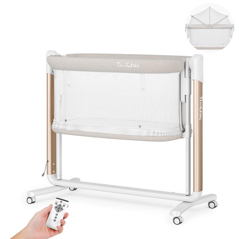 TIMCHIC 3-in-1 Auto Rocking Bassinet – Electric Bedside Crib, Adjustable Heights, On Wheels – Keeps Baby Calm & Close (0-12 Months)