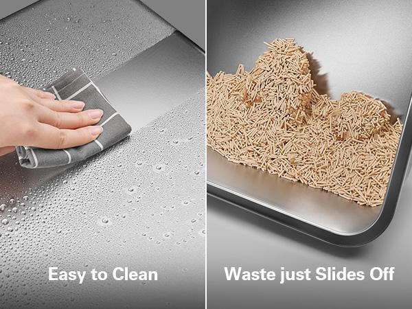 Zarler Stainless Steel Cat Litter Box Non-Stick Easy to Clean Made for Multi-Cat Homes