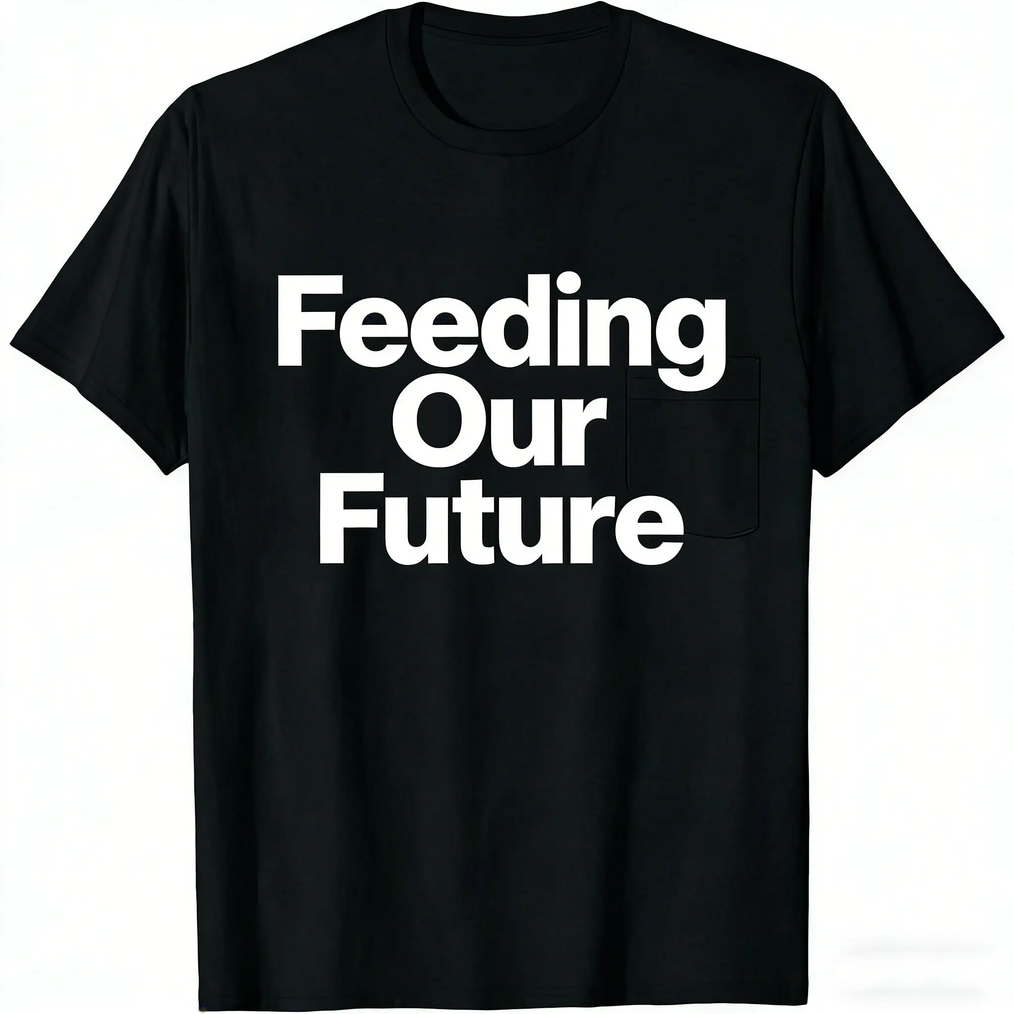 Black Minimalist Feeding Our Future Graphic Tee Sleek Casual Daily Wear Apparel