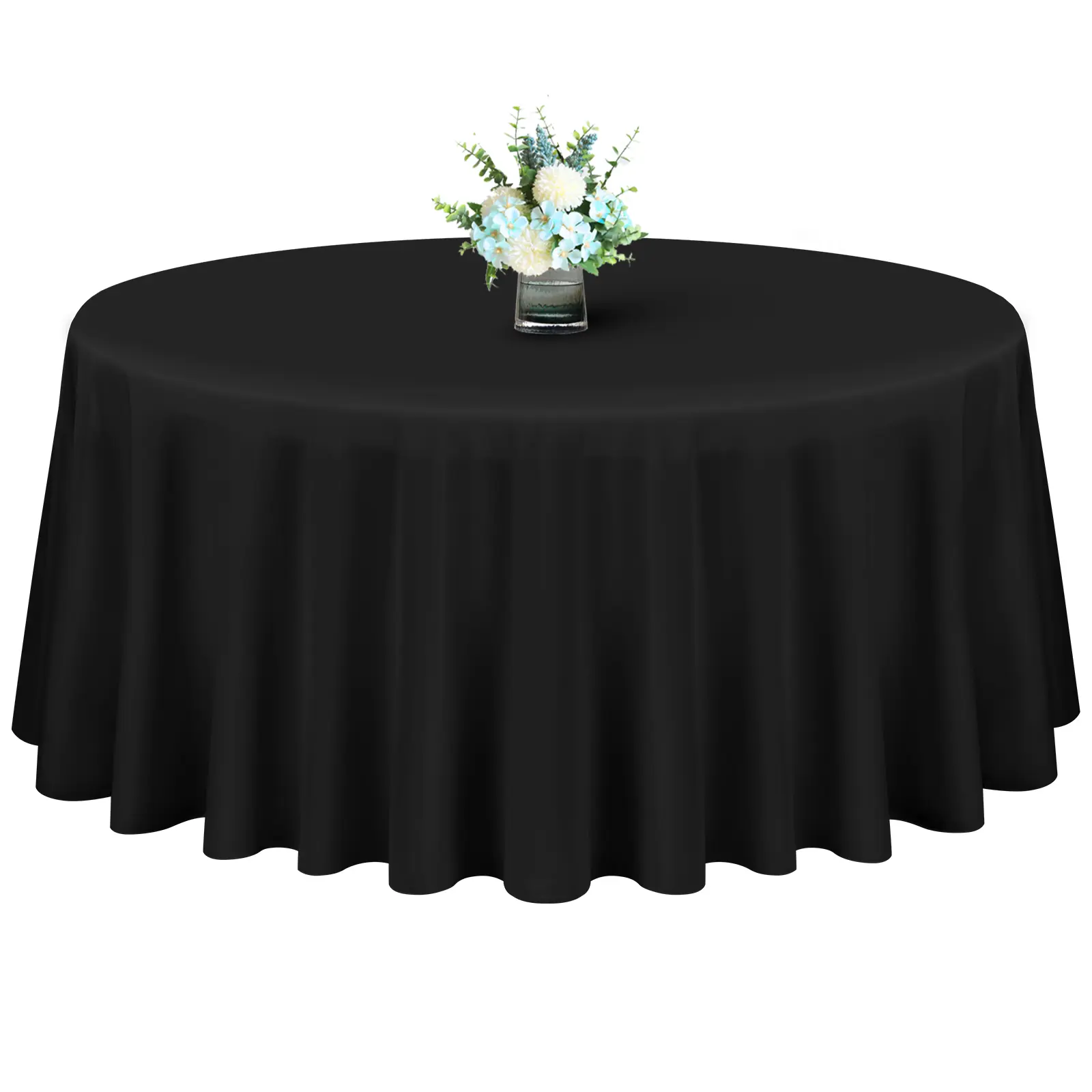 SHOWGEOUS 10-Pack Round Polyester Tablecloths (70/90/108/120 in) - Heavy-Duty, Washable, Wrinkle-Resistant, Contemporary, Classic Party Decoration Supplies, 10-Pack for Events, Home Dining & Bonfire Events