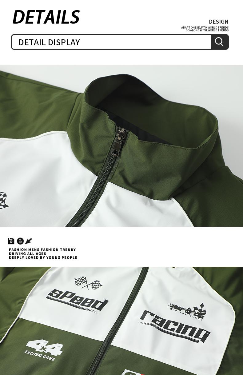 Men's casual stand up collar racing style street style INSY2K jacket, made of durable fabric, decorated with letters and patterns, suitable for cycling, daily wear, sports wear, suitable for spring and summer seasons Motorcycle Streetwear Longsleeves