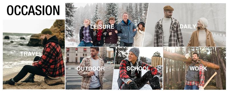 ZITY Men's Sherpa Lined Plaid hoodies Jacket – Flannel Zip Up with Chest Pockets, Warm Winter Outerwear Menswear Sweatshirts Gingham Checked