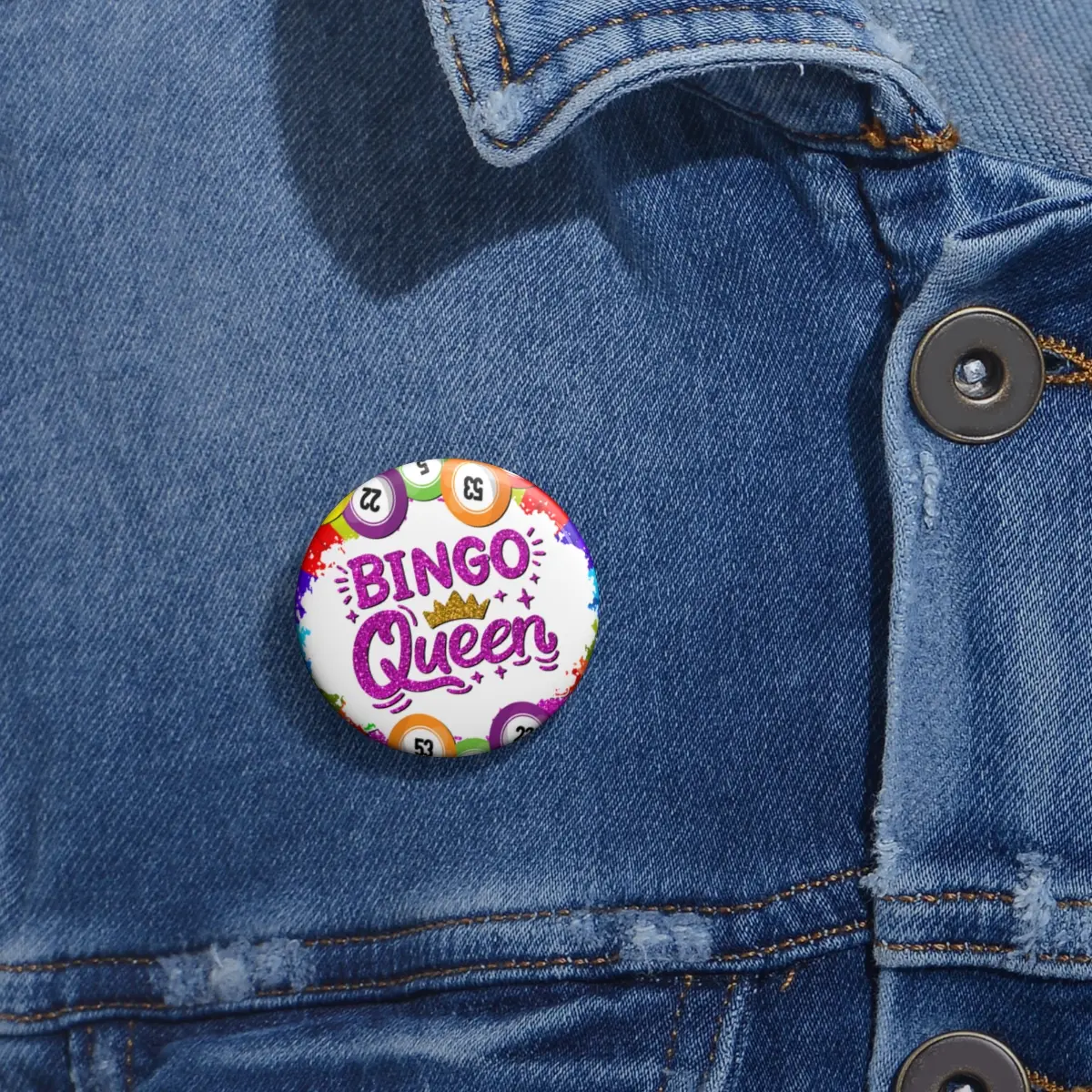 Bingo Queen Pin Buttons, Bingo Lover Badge, Custom Bingo Pins, Novelty Button Badges, Game Night Accessory
