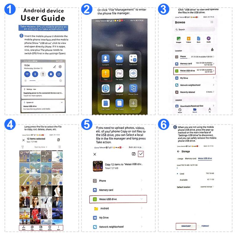 3 in 1 Flash Drive, High-Speed USB 3.0 OTG Pen Drive with Type-C Adapter, External Storage USB Stick Photo Stick for Phone, Pad, Android, PC and More Devices
