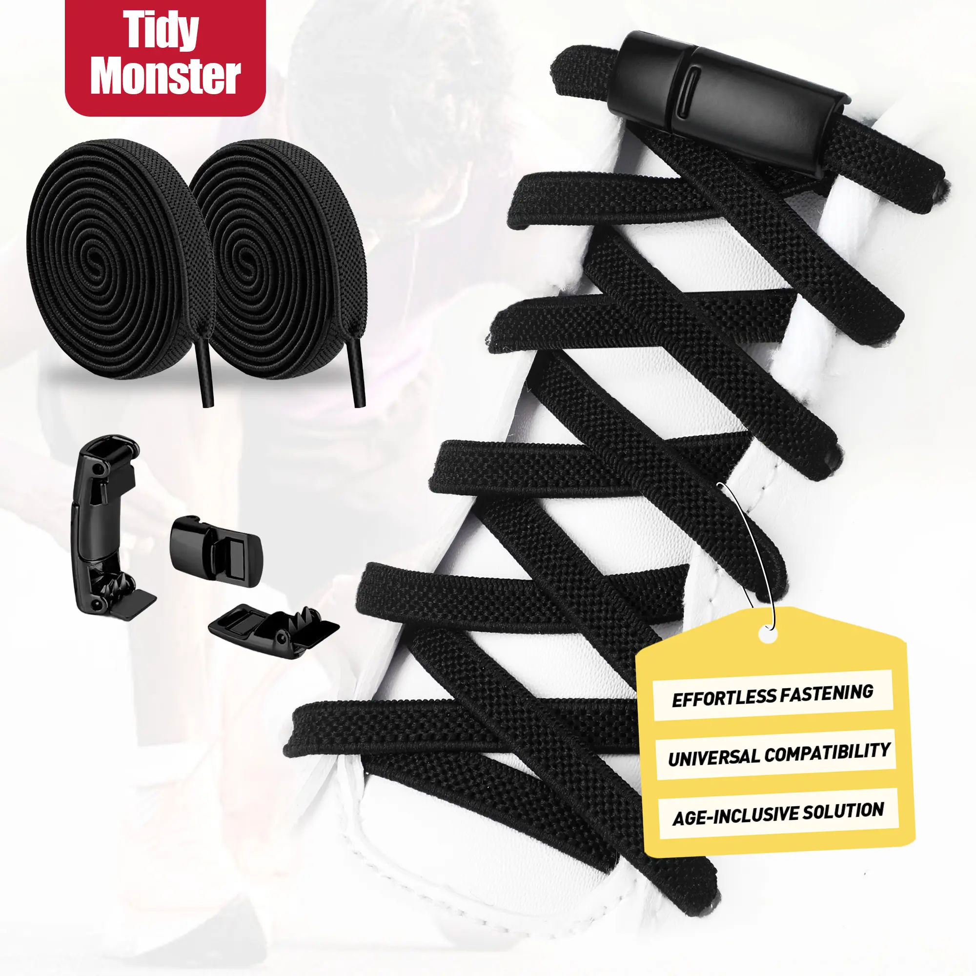 Elastic Shoe Laces - Elastic No Tie Shoelaces for Adults and Kids Sneakers, Universal Fit, Magnetic Lock System, Comfortable & Convenient