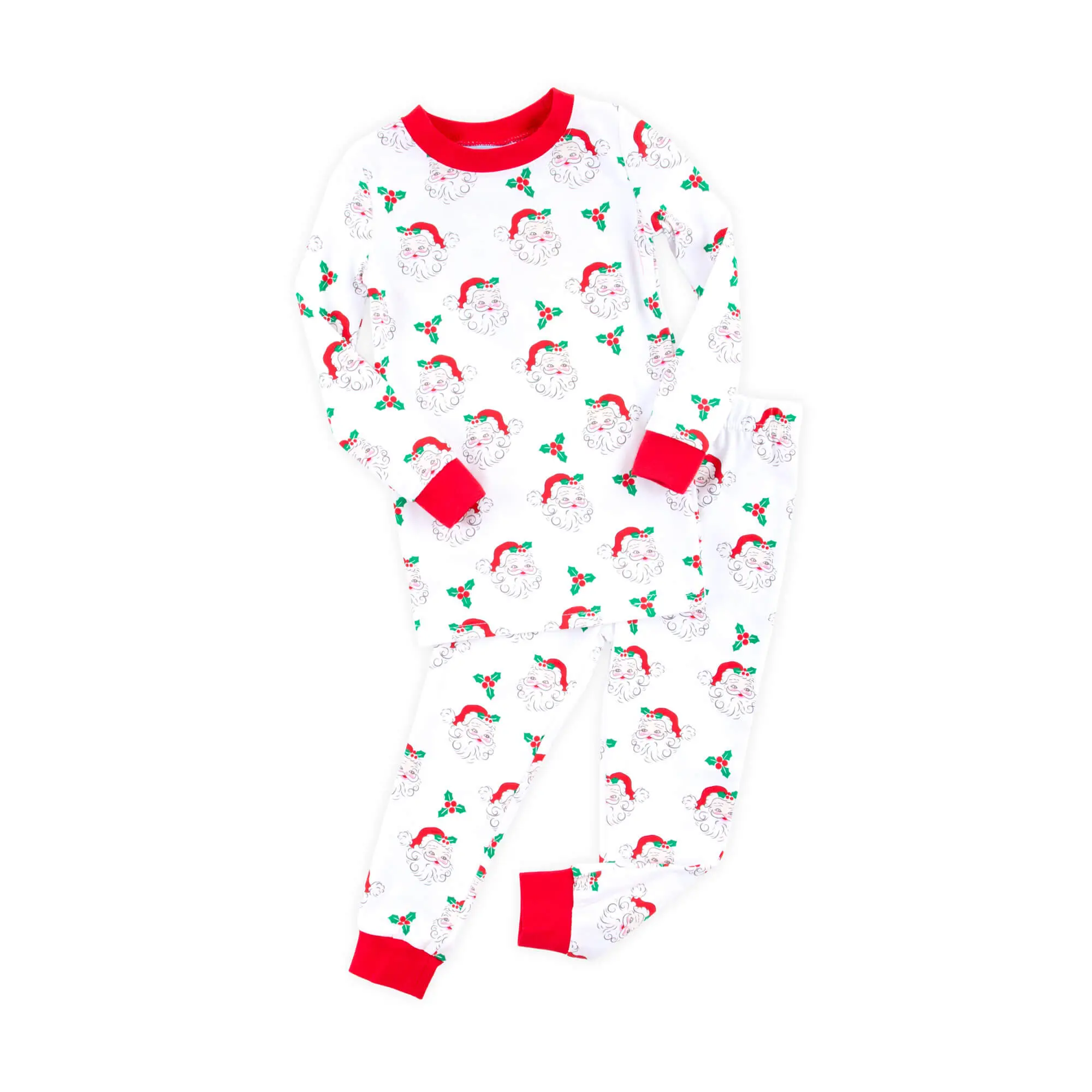Vintage Santa White Pajamas - Soft & Festive Kids Christmas PJs